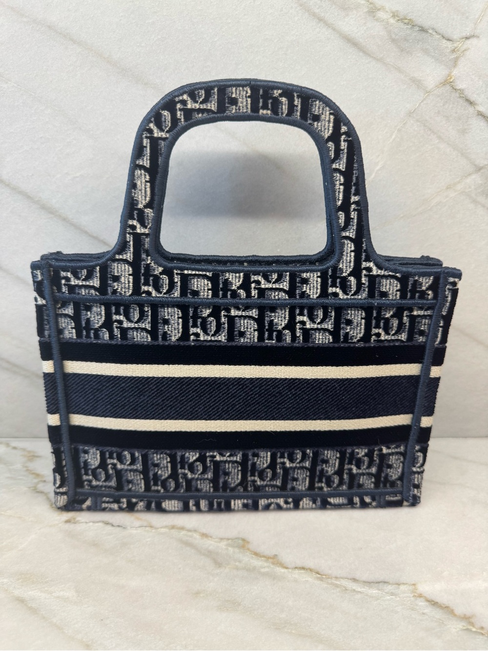 Christian Dior Blue Oblique Velvet Mini Book Tote - Picture 2 of 8